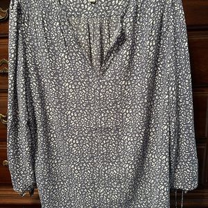 Long Sleeve Blouse, size L, blue and white.  Worn once, from smoke free home.